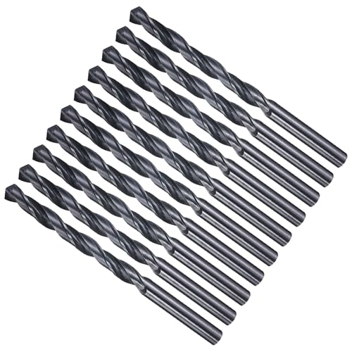 METALLIXITY Bohrer (8,9 mm) 10 Stück, 4241 Hochgeschwindigkeitsstahl Gerader Schaft Nitrierung Schwarz 118° für Holz Kunststoff Eisen Kupfer Aluminium Weichmetall von METALLIXITY