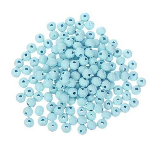 METALLIXITY Bunte Holzperlen (8mm/ 0,31") 300 Stück, runde Holzkugeln als Abstandshalter - für die Dekoration von Zuhause und Partys, Hellblau von METALLIXITY