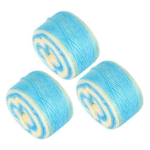 METALLIXITY Gradient Cake Baumwollgarne (100g/7oz) 3 Stück, Wolle Blumen Garn, Gemischtes Himmelblau von METALLIXITY