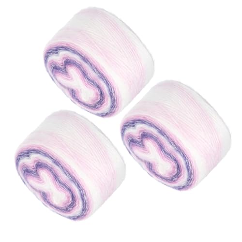 METALLIXITY Gradient Cake Baumwollgarne (100g/7oz) 3 Stück, Wolle Blumen Garn, Gemischtes Lila von METALLIXITY