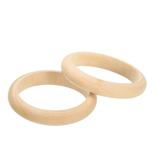 METALLIXITY Holzarmreifen (81mm/3,19 Zoll) 4 Stück, Unvollendeter natürlicher runder Holzring handgefertigt - für DIY-Projekte, Schmuck, Handwerk und Wohnkultur von METALLIXITY