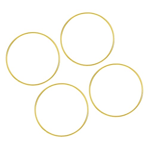 METALLIXITY Metall Handwerk Reifen (100mm AD 3mm Dick) 4Stk Blumig Reifen Kranz Ringe - für Basteln Hochzeit Dekor Wand Hängende Handwerk Gold Ton von METALLIXITY