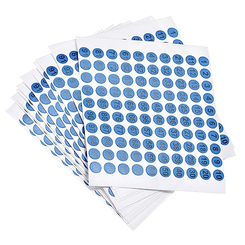 METALLIXITY Runde Nummern Aufkleber (10 mm/0.39") 15 Blatt Beschichtetes Papier Nummer 1-100 Selbst klebend Etiketten - für Zuhause Aufbewahrung Boxen Briefkasten Schwarz/Blau von METALLIXITY