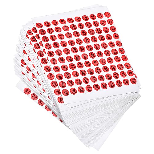 METALLIXITY Runde Nummern Aufkleber (10 mm/0.39") 50 Blatt Beschichtetes Papier Nummer 1-100 Selbst klebend Etiketten - für Zuhause Aufbewahrung Boxen Briefkasten Schwarz/Rot von METALLIXITY