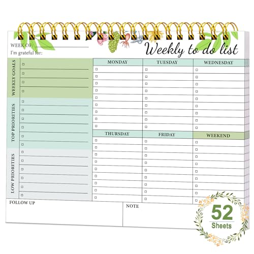 Wochenplaner Block - To Do Listen Block Undatiert 52 Blätter, A4 To-Do-Listen-Notizblock für Frauen & Männer, Wochenplaner Notizbuch für Zuhause, Perfekt für Wöchentliche Aufgaben, 21.5 x 28cm Wochenplaner Block - To Do Listen Block Undatiert 52 Blätter, A4 To-Do-Listen-Notizblock für Frauen & Männer, Wochenplaner Notizbuch für Zuhause, Perfekt für Wöchentliche Aufgaben, 21.5 x 28cm von METEOROCK