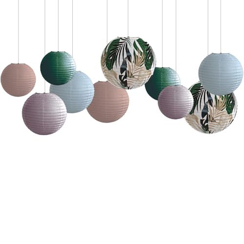 METHEDEECO Papierlaternen Partydekorationen Größe: 30cm, 25cm, 20cm Grün Japanische Chinesische Laternen Geeignet für Baby Shower Party Kinderzimmer Klassenzimmer Dekorationen von METHEDEECO