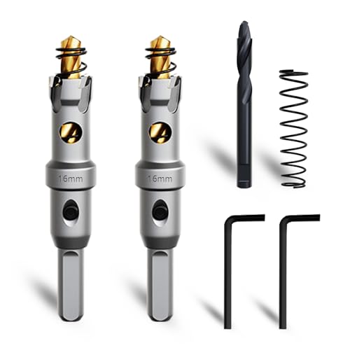 METOTY 2 Stück 16mm lochsäge metall，Hartmetall Lochsäge,Hartmetall Bohrer,mit Ein zusätzlicher nitrierter Stufenführungsbohrer gratis und L-Wrench,für Stahl Eisen Aluminum Metall von METOTY