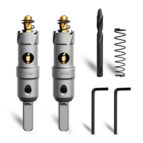 METOTY 2 Stück 19mm lochsäge metall,Hartmetall Lochsäge,Hartmetall Bohrer,mit Ein zusätzlicher nitrierter Stufenführungsbohrer gratis und L-Wrench,für Stahl Eisen Aluminum Metall METOTY 2 Stück 19mm lochsäge metall,Hartmetall Lochsäge,Hartmetall Bohrer,mit Ein zusätzlicher nitrierter Stufenführungsbohrer gratis und L-Wrench,für Stahl Eisen Aluminum Metall von METOTY
