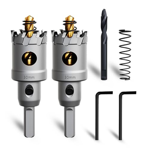 METOTY 2 Stück 30mm lochsäge metall,Hartmetall Lochsäge,Hartmetall Bohrer,mit Ein zusätzlicher nitrierter Stufenführungsbohrer gratis und L-Wrench,für Stahl Eisen Aluminum Metall METOTY 2 Stück 30mm lochsäge metall,Hartmetall Lochsäge,Hartmetall Bohrer,mit Ein zusätzlicher nitrierter Stufenführungsbohrer gratis und L-Wrench,für Stahl Eisen Aluminum Metall von METOTY