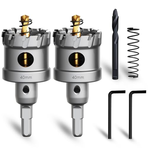 METOTY 2 Stück 40mm lochsäge metall,Hartmetall Lochsäge,Hartmetall Bohrer,mit Ein zusätzlicher nitrierter Stufenführungsbohrer gratis und L-Wrench,für Stahl Eisen Aluminum Metall METOTY 2 Stück 40mm lochsäge metall,Hartmetall Lochsäge,Hartmetall Bohrer,mit Ein zusätzlicher nitrierter Stufenführungsbohrer gratis und L-Wrench,für Stahl Eisen Aluminum Metall von METOTY