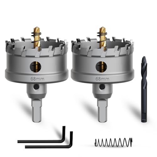 METOTY 2 Stück 68mm lochsäge metall,Hartmetall Lochsäge,Hartmetall Bohrer,mit Ein zusätzlicher nitrierter Stufenführungsbohrer gratis und L-Wrench,für Stahl Eisen Aluminum Metall METOTY 2 Stück 68mm lochsäge metall,Hartmetall Lochsäge,Hartmetall Bohrer,mit Ein zusätzlicher nitrierter Stufenführungsbohrer gratis und L-Wrench,für Stahl Eisen Aluminum Metall von METOTY