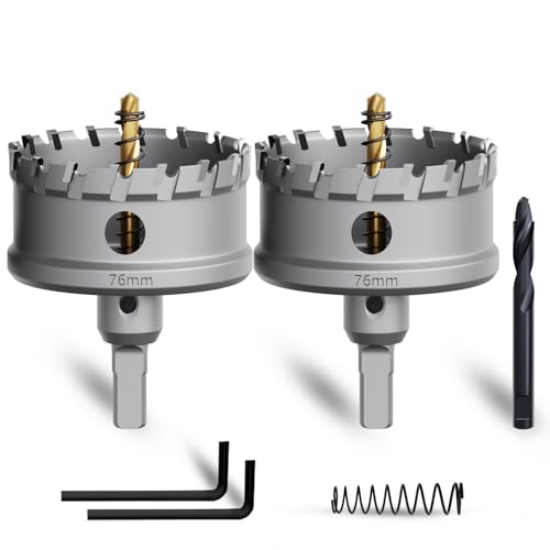 METOTY 2 Stück 76mm lochsäge metall,Hartmetall Lochsäge,Hartmetall Bohrer,mit Ein zusätzlicher nitrierter Stufenführungsbohrer gratis und L-Wrench,für Stahl Eisen Aluminum Metall METOTY 2 Stück 76mm lochsäge metall,Hartmetall Lochsäge,Hartmetall Bohrer,mit Ein zusätzlicher nitrierter Stufenführungsbohrer gratis und L-Wrench,für Stahl Eisen Aluminum Metall von METOTY