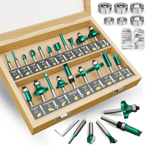 METOTY 29-tlg.professioneller Fräser-Set-8 mm Schaft Hartmetall.Für DIY & Holzbearbeitungs projekte.Verpackt in einer Holzkiste zur Aufbewahrung.mit zwei zusätzliche schnittfeste Fingerpads. METOTY 29-tlg.professioneller Fräser-Set-8 mm Schaft Hartmetall.Für DIY & Holzbearbeitungs projekte.Verpackt in einer Holzkiste zur Aufbewahrung.mit zwei zusätzliche schnittfeste Fingerpads. von METOTY