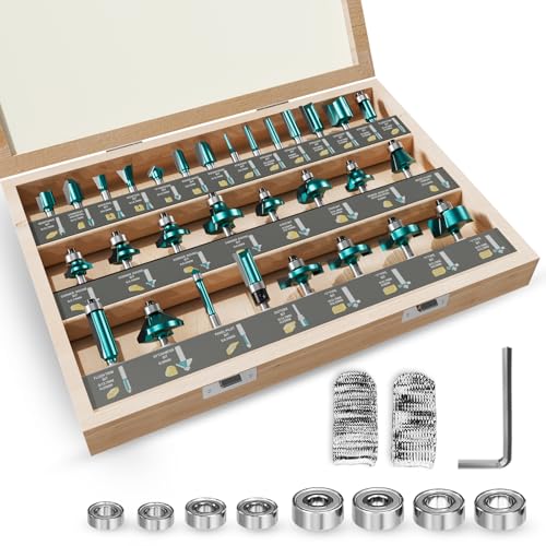 METOTY 30-tlg.professioneller Fräser-Set-8 mm Schaft Hartmetall.Für DIY & Holzbearbeitungs projekte.Verpackt in einer Holzkiste zur Aufbewahrung.mit zwei zusätzliche schnittfeste Fingerpads. METOTY 30-tlg.professioneller Fräser-Set-8 mm Schaft Hartmetall.Für DIY & Holzbearbeitungs projekte.Verpackt in einer Holzkiste zur Aufbewahrung.mit zwei zusätzliche schnittfeste Fingerpads. von METOTY