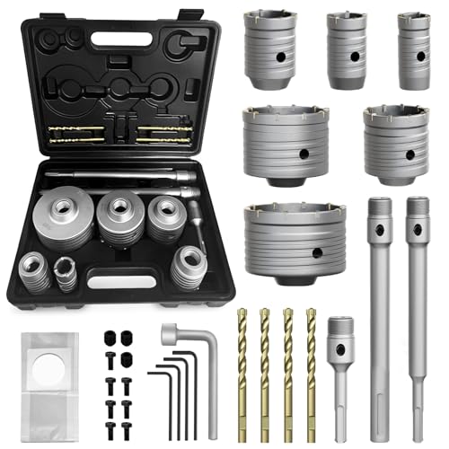 METOTY 31-teiliges Beton-Lochsägen-Set, 30/40/50/65/80, 100 mm, Mauerwerk-Lochsäge mit SDS Plus & Max-Schaft-Bohrer-Sets, Mauerwerk-Lochsägen-Werkzeug-Set für Beton, Ziegel, Zement, Stein, Wandbohrung METOTY 31-teiliges Beton-Lochsägen-Set, 30/40/50/65/80, 100 mm, Mauerwerk-Lochsäge mit SDS Plus & Max-Schaft-Bohrer-Sets, Mauerwerk-Lochsägen-Werkzeug-Set für Beton, Ziegel, Zement, Stein, Wandbohrung von METOTY