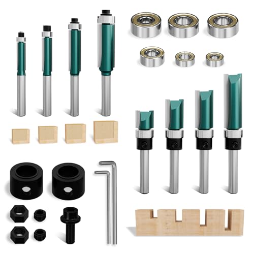 METOTY 8 Stück professioneller Bündigfräser,mit 6 Lager, 2 Schraubenschlüssel, 8mm Schaft fräser -Set,Oberfräser, für Holzbearbeitung. METOTY 8 Stück professioneller Bündigfräser,mit 6 Lager, 2 Schraubenschlüssel, 8mm Schaft fräser -Set,Oberfräser, für Holzbearbeitung. von METOTY