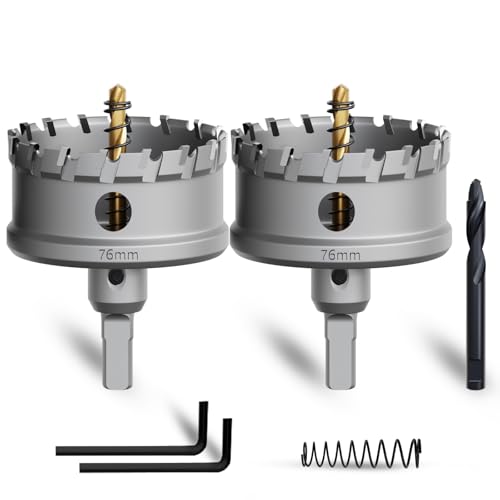 METOTY Metall-Lochsäge, 76 mm, robustes Wolframkarbid-Lochschneider-Set mit nitriertem Stufenbohrer und L-Flansch, für Stahl, Eisen, Aluminium, Edelstahl, Kunststoff, 2 Stück METOTY Metall-Lochsäge, 76 mm, robustes Wolframkarbid-Lochschneider-Set mit nitriertem Stufenbohrer und L-Flansch, für Stahl, Eisen, Aluminium, Edelstahl, Kunststoff, 2 Stück von METOTY