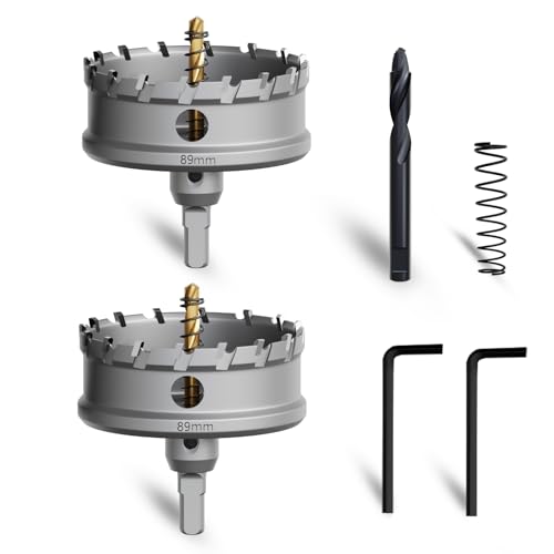 METOTY Metall-Lochsäge, strapazierfähig, Wolframkarbidbestückt, Lochschneider-Set mit nitriertem Stufenbohrer und L-Flansch, für Stahl, Eisen, Aluminium, Edelstahl, Kunststoff, 2 Stück METOTY Metall-Lochsäge, strapazierfähig, Wolframkarbidbestückt, Lochschneider-Set mit nitriertem Stufenbohrer und L-Flansch, für Stahl, Eisen, Aluminium, Edelstahl, Kunststoff, 2 Stück von METOTY