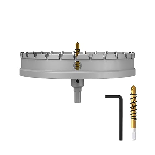 METOTY Premium-Lochsägenbohrer-Set mit Wolframkarbidspitze und 2 titanbeschichteten Zentrier-Bits, robuster Fräser für Metall, Stahl, Eisen, Holz und Kunststoff (180 mm) von METOTY