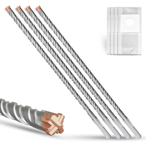 METOTY SDS Plus Hammerbohrer, 4 Stück, 10 mm × 310 mm, mit 4 Hartmetall-Schneidkanten, Kopf mit Beschichtung, Steinbohrer, Hammerbohrer, Betonbohrer, für Stein, Beton, Naturstein, Ziegelwand METOTY SDS Plus Hammerbohrer, 4 Stück, 10 mm × 310 mm, mit 4 Hartmetall-Schneidkanten, Kopf mit Beschichtung, Steinbohrer, Hammerbohrer, Betonbohrer, für Stein, Beton, Naturstein, Ziegelwand von METOTY
