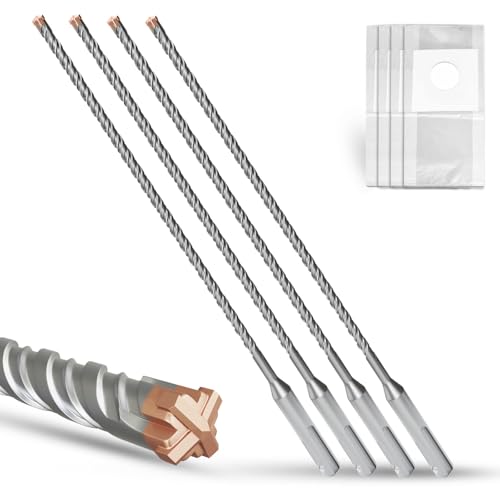 METOTY SDS Plus Hammerbohrer, 4 Stück, 6 mm × 350 mm, mit 4 Hartmetall-Schneidkanten, Kopf mit Beschichtung, Steinbohrer, Hammerbohrer, Betonbohrer, für Stein, Beton, Naturstein, Ziegelwand METOTY SDS Plus Hammerbohrer, 4 Stück, 6 mm × 350 mm, mit 4 Hartmetall-Schneidkanten, Kopf mit Beschichtung, Steinbohrer, Hammerbohrer, Betonbohrer, für Stein, Beton, Naturstein, Ziegelwand von METOTY