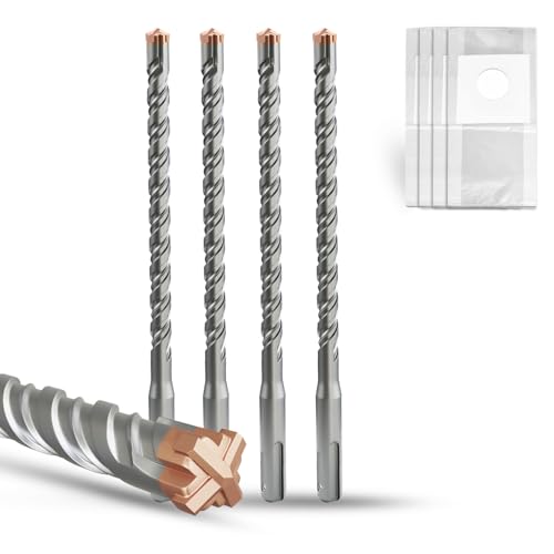 METOTY SDS Plus Hammerbohrer, 4 Stück, 8 mm × 160 mm, mit 4 Hartmetall-Schneidkanten, Kopf mit Beschichtung, Steinbohrer, Hammerbohrer, Betonbohrer, für Stein, Beton, Naturstein, Ziegelwand METOTY SDS Plus Hammerbohrer, 4 Stück, 8 mm × 160 mm, mit 4 Hartmetall-Schneidkanten, Kopf mit Beschichtung, Steinbohrer, Hammerbohrer, Betonbohrer, für Stein, Beton, Naturstein, Ziegelwand von METOTY