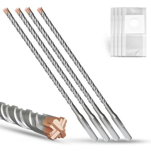 METOTY SDS Plus Hammerbohrer, 4 Stück, 8 mm × 260 mm, mit 4 Hartmetall-Schneidkanten, Kopf mit Beschichtung, Steinbohrer, Hammerbohrer, Betonbohrer, für Stein, Beton, Naturstein, Ziegelwand METOTY SDS Plus Hammerbohrer, 4 Stück, 8 mm × 260 mm, mit 4 Hartmetall-Schneidkanten, Kopf mit Beschichtung, Steinbohrer, Hammerbohrer, Betonbohrer, für Stein, Beton, Naturstein, Ziegelwand von METOTY