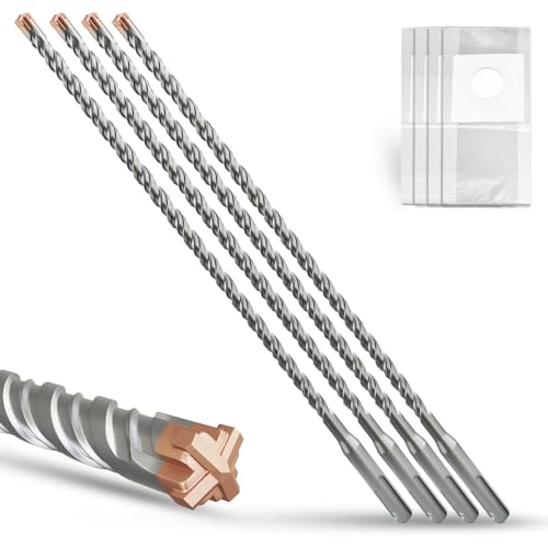 METOTY SDS Plus Hammerbohrer, 4 Stück, 8 mm × 310 mm, mit 4 Hartmetall-Schneidkanten, Kopf mit Beschichtung, Steinbohrer, Hammerbohrer, Betonbohrer, für Stein, Beton, Naturstein, Ziegelwand METOTY SDS Plus Hammerbohrer, 4 Stück, 8 mm × 310 mm, mit 4 Hartmetall-Schneidkanten, Kopf mit Beschichtung, Steinbohrer, Hammerbohrer, Betonbohrer, für Stein, Beton, Naturstein, Ziegelwand von METOTY