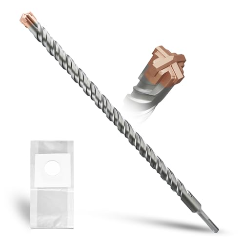 METOTY SDS Plus Hammerbohrer 22 mm × 460 mm, mit 4 Hartmetall-Schneidkanten, Kopf mit Beschichtung, Steinbohrer, Hammerbohrer, Betonbohrer, für Stein, Beton, Naturstein, Ziegelwand von METOTY