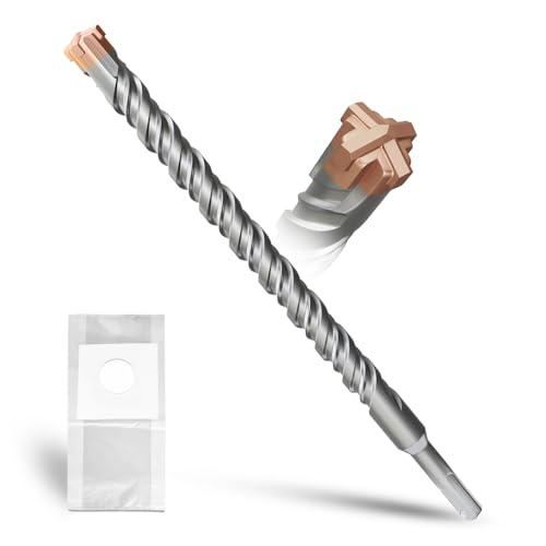METOTY SDS Plus Hammerbohrer 25 mm × 310 mm, mit 4 Hartmetall-Schneidkanten, Kopf mit Beschichtung, Steinbohrer, Hammerbohrer, Betonbohrer, für Stein, Beton, Naturstein, Ziegelwand von METOTY