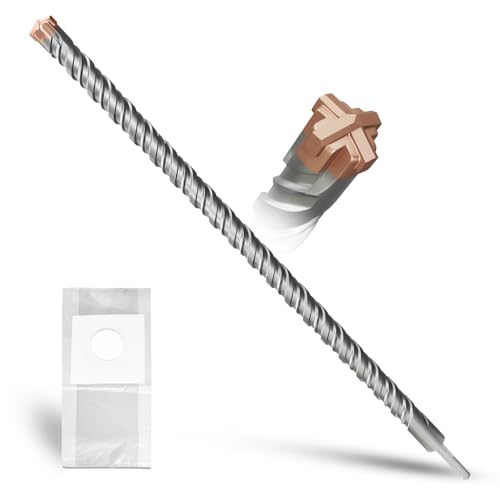 METOTY SDS Plus Hammerbohrer 25 mm × 600 mm, mit 4 Hartmetall-Schneidkanten, Kopf mit Beschichtung, Steinbohrer, Hammerbohrer, Betonbohrer, für Stein, Beton, Naturstein, Ziegelwand von METOTY