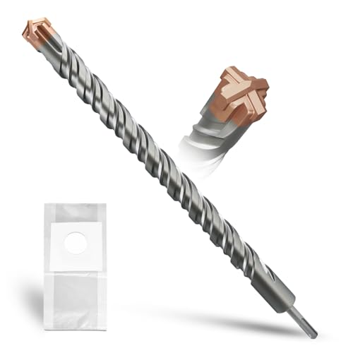 METOTY SDS Plus Hammerbohrer 32 mm × 460 mm, mit 4 Hartmetall-Schneidkanten, Kopf mit Beschichtung, Steinbohrer, Hammerbohrer, Betonbohrer, für Stein, Beton, Naturstein, Ziegelwand von METOTY