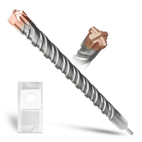 METOTY SDS Plus Hammerbohrer 40 mm × 460 mm, mit 4 Hartmetall-Schneidkanten, Kopf mit Beschichtung, Steinbohrer, Hammerbohrer, Betonbohrer, für Stein, Beton, Naturstein, Ziegelwand von METOTY