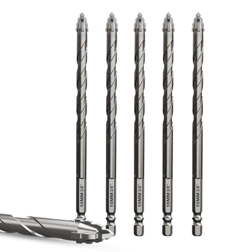 Verbessertes Steinbohrer-Set, 152 mm, 10 mm, 5-teilig, gezackte Hartmetall-Bits, professionelles Set für Beton, Fliesen, Ziegel und mehr von METOTY