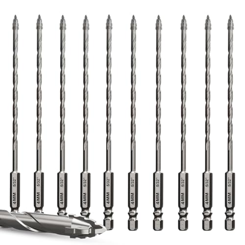 Verbessertes Steinbohrer-Set, 152 mm, 4 mm, 10-teilig, gezackte Hartmetall-Bits, professionelles Set für Beton, Fliesen, Ziegel und mehr von METOTY