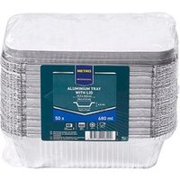 METRO PROFESSIONAL Aluschalen mit Deckel rechteckig silber 680 ml, 50 St. von METRO PROFESSIONAL