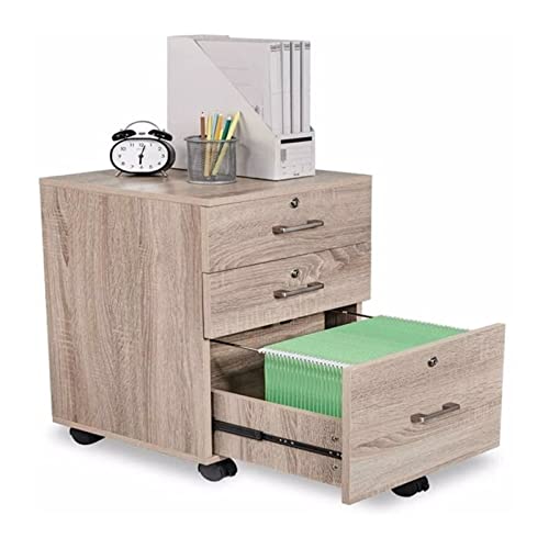 METTEOR Aktenschrank, Kommode mit 3 Schubladen und Rollen, Aktenschrank aus Holz mit Schloss für Home-Office-Möbel, einfache Montage, 15,7 x 15,7 x 26 Zoll, Aktenaufbewahrungsschränke aus Eiche METTEOR Aktenschrank, Kommode mit 3 Schubladen und Rollen, Aktenschrank aus Holz mit Schloss für Home-Office-Möbel, einfache Montage, 15,7 x 15,7 x 26 Zoll, Aktenaufbewahrungsschränke aus Eiche von METTEOR