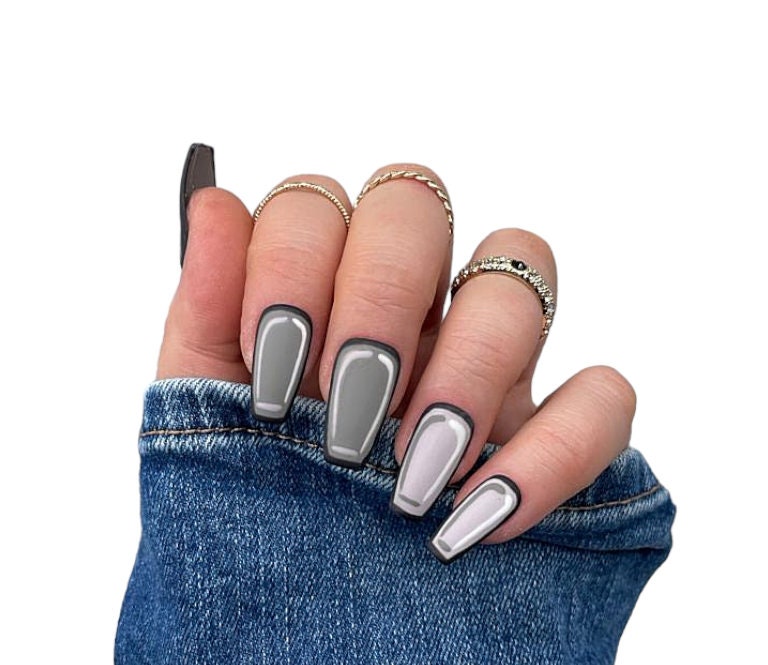 Press On Nails Cartoon Gray Press On Nails Cartoon Gray von MEVANAILS