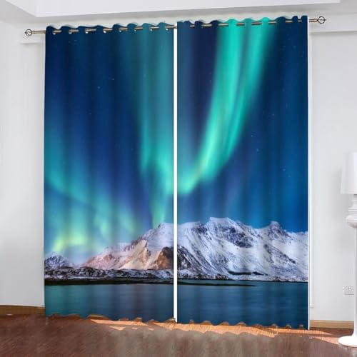 MEVASA Gardinen Aurora Romantische Nordlichter Vorhänge 200 Breit 3D Wohnzimmer Kinderzimmer Schlafzimmer Vorhänge 160 Hoch Modern Kunst Verdunklungsvorhänge 200 x 160 BxH MEVASA Gardinen Aurora Romantische Nordlichter Vorhänge 200 Breit 3D Wohnzimmer Kinderzimmer Schlafzimmer Vorhänge 160 Hoch Modern Kunst Verdunklungsvorhänge 200 x 160 BxH von MEVASA