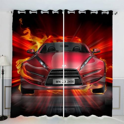MEVASA Gardinen Auto Verdunklungsvorhänge Wohnzimmer Schlafzimmer Kinderzimmer Mädchen Jungen 3D Polyester Brennender Sportwagen Vorhänge Ösen 150 x 166 BxH MEVASA Gardinen Auto Verdunklungsvorhänge Wohnzimmer Schlafzimmer Kinderzimmer Mädchen Jungen 3D Polyester Brennender Sportwagen Vorhänge Ösen 150 x 166 BxH von MEVASA