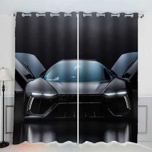 MEVASA Gardinen Auto Verdunklungsvorhänge Wohnzimmer Schlafzimmer Kinderzimmer Mädchen Jungen 3D Polyester Sportwagen Vorhänge Ösen 150 x 166 BxH MEVASA Gardinen Auto Verdunklungsvorhänge Wohnzimmer Schlafzimmer Kinderzimmer Mädchen Jungen 3D Polyester Sportwagen Vorhänge Ösen 150 x 166 BxH von MEVASA