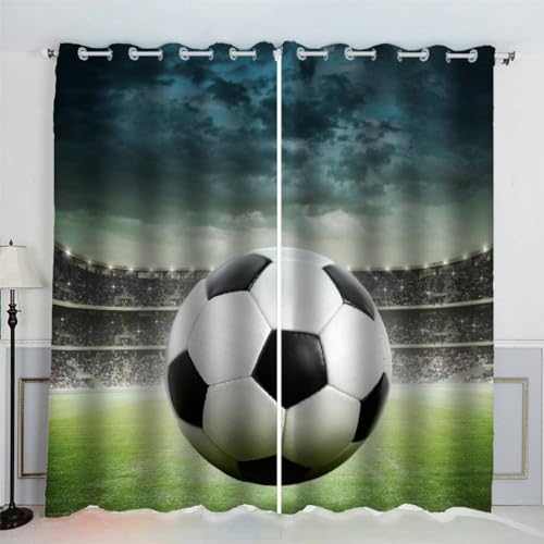 MEVASA Gardinen Fußball Verdunklungsvorhänge Wohnzimmer Schlafzimmer Kinderzimmer Mädchen Jungen 3D Polyester Sport Vorhänge Ösen 150 x 166 BxH MEVASA Gardinen Fußball Verdunklungsvorhänge Wohnzimmer Schlafzimmer Kinderzimmer Mädchen Jungen 3D Polyester Sport Vorhänge Ösen 150 x 166 BxH von MEVASA