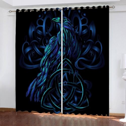 MEVASA Gardinen Gotisch Odins Rabe Vorhänge 200 Breit 3D Wohnzimmer Kinderzimmer Schlafzimmer Vorhänge 160 Hoch Modern Kunst Verdunklungsvorhänge 200 x 160 BxH MEVASA Gardinen Gotisch Odins Rabe Vorhänge 200 Breit 3D Wohnzimmer Kinderzimmer Schlafzimmer Vorhänge 160 Hoch Modern Kunst Verdunklungsvorhänge 200 x 160 BxH von MEVASA
