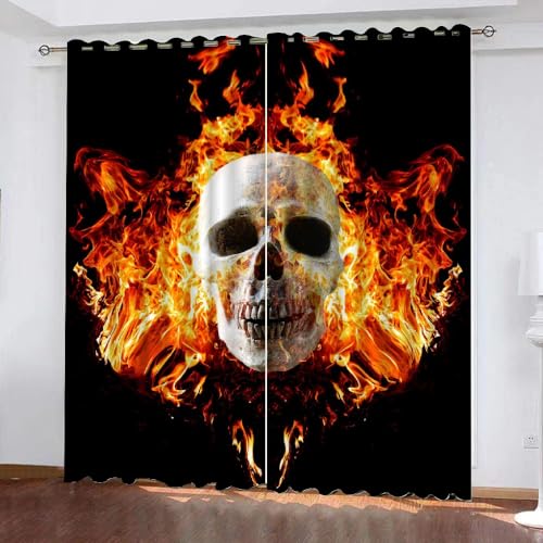 MEVASA Gardinen Schädel Flamme Gotisch Vorhänge 200 Breit 3D Wohnzimmer Kinderzimmer Schlafzimmer Vorhänge 160 Hoch Modern Kunst Verdunklungsvorhänge 200 x 160 BxH MEVASA Gardinen Schädel Flamme Gotisch Vorhänge 200 Breit 3D Wohnzimmer Kinderzimmer Schlafzimmer Vorhänge 160 Hoch Modern Kunst Verdunklungsvorhänge 200 x 160 BxH von MEVASA