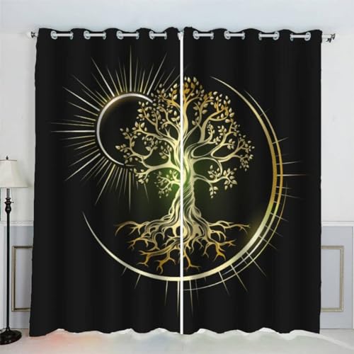 MEVASA Gardinen Sonne Und Mond Verdunklungsvorhänge Wohnzimmer Schlafzimmer Kinderzimmer Mädchen Jungen 3D Polyester Baum des Lebens Vorhänge Ösen 150 x 166 BxH MEVASA Gardinen Sonne Und Mond Verdunklungsvorhänge Wohnzimmer Schlafzimmer Kinderzimmer Mädchen Jungen 3D Polyester Baum des Lebens Vorhänge Ösen 150 x 166 BxH von MEVASA