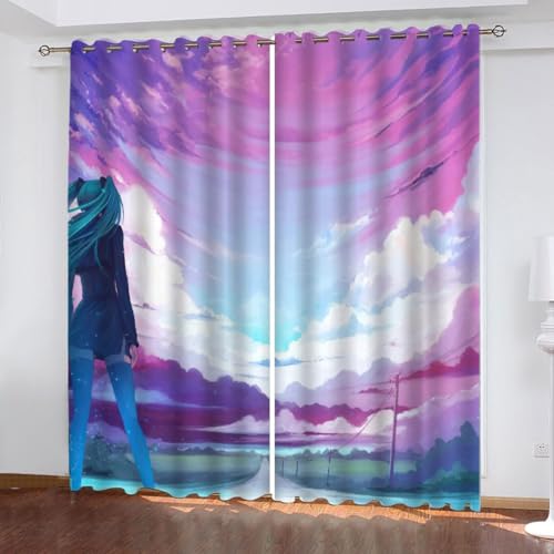 MEVASA Vorhänge Anime Comic-Muster Vorhänge Verdunkelung mit Ösen Kurz 3D Polyester Wohnzimmer Kinderzimmer Schlafzimmer Gardinen 234 x 137 BxH von MEVASA
