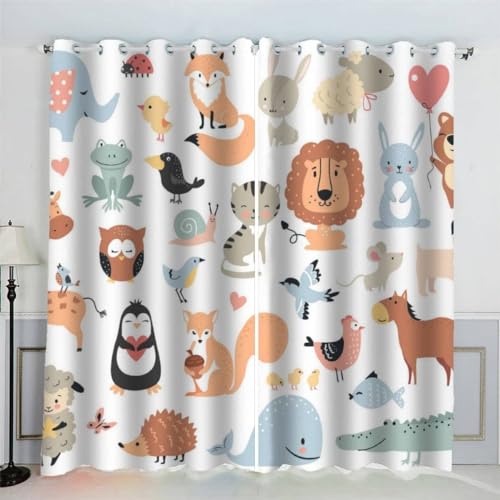 MEVASA Vorhänge Blickdicht Cartoon-Tiere 3D Verdunklungsvorhänge 2er Set mit Ösen Gardinen Zoo Vorhang Microfaser Schlafzimmer Kinderzimmer 140 x 160 BxH MEVASA Vorhänge Blickdicht Cartoon-Tiere 3D Verdunklungsvorhänge 2er Set mit Ösen Gardinen Zoo Vorhang Microfaser Schlafzimmer Kinderzimmer 140 x 160 BxH von MEVASA