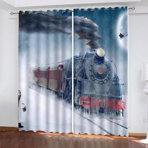 MEVASA Vorhänge Blickdicht Zug 3D Verdunklungsvorhänge 2er Set mit Ösen Gardinen Dampflokomotive Vorhang Microfaser Schlafzimmer Kinderzimmer 140 x 160 BxH MEVASA Vorhänge Blickdicht Zug 3D Verdunklungsvorhänge 2er Set mit Ösen Gardinen Dampflokomotive Vorhang Microfaser Schlafzimmer Kinderzimmer 140 x 160 BxH von MEVASA