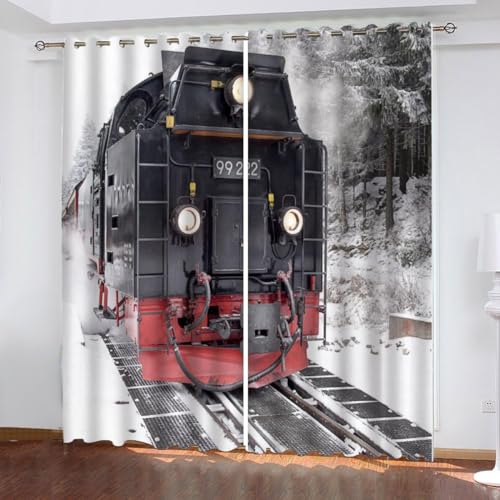 MEVASA Vorhänge Blickdicht Zug 3D Verdunklungsvorhänge 2er Set mit Ösen Gardinen Dampflokomotive Vorhang Microfaser Schlafzimmer Kinderzimmer 140 x 160 BxH MEVASA Vorhänge Blickdicht Zug 3D Verdunklungsvorhänge 2er Set mit Ösen Gardinen Dampflokomotive Vorhang Microfaser Schlafzimmer Kinderzimmer 140 x 160 BxH von MEVASA