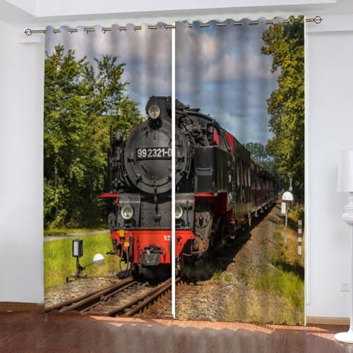 MEVASA Vorhänge Retro-Zug Dampflokomotive Vorhänge Verdunkelung mit Ösen Kurz 3D Polyester Wohnzimmer Kinderzimmer Schlafzimmer Gardinen 234 x 137 BxH MEVASA Vorhänge Retro-Zug Dampflokomotive Vorhänge Verdunkelung mit Ösen Kurz 3D Polyester Wohnzimmer Kinderzimmer Schlafzimmer Gardinen 234 x 137 BxH von MEVASA